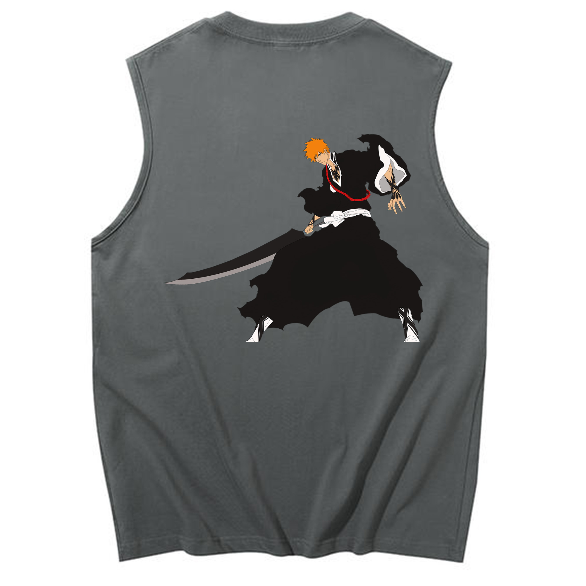 （画像用） ブリーチ 黒崎一護（くろさき いちご）BLEACH Kurosaki Ichigo コットン100％タンクトップ（背面プリント）